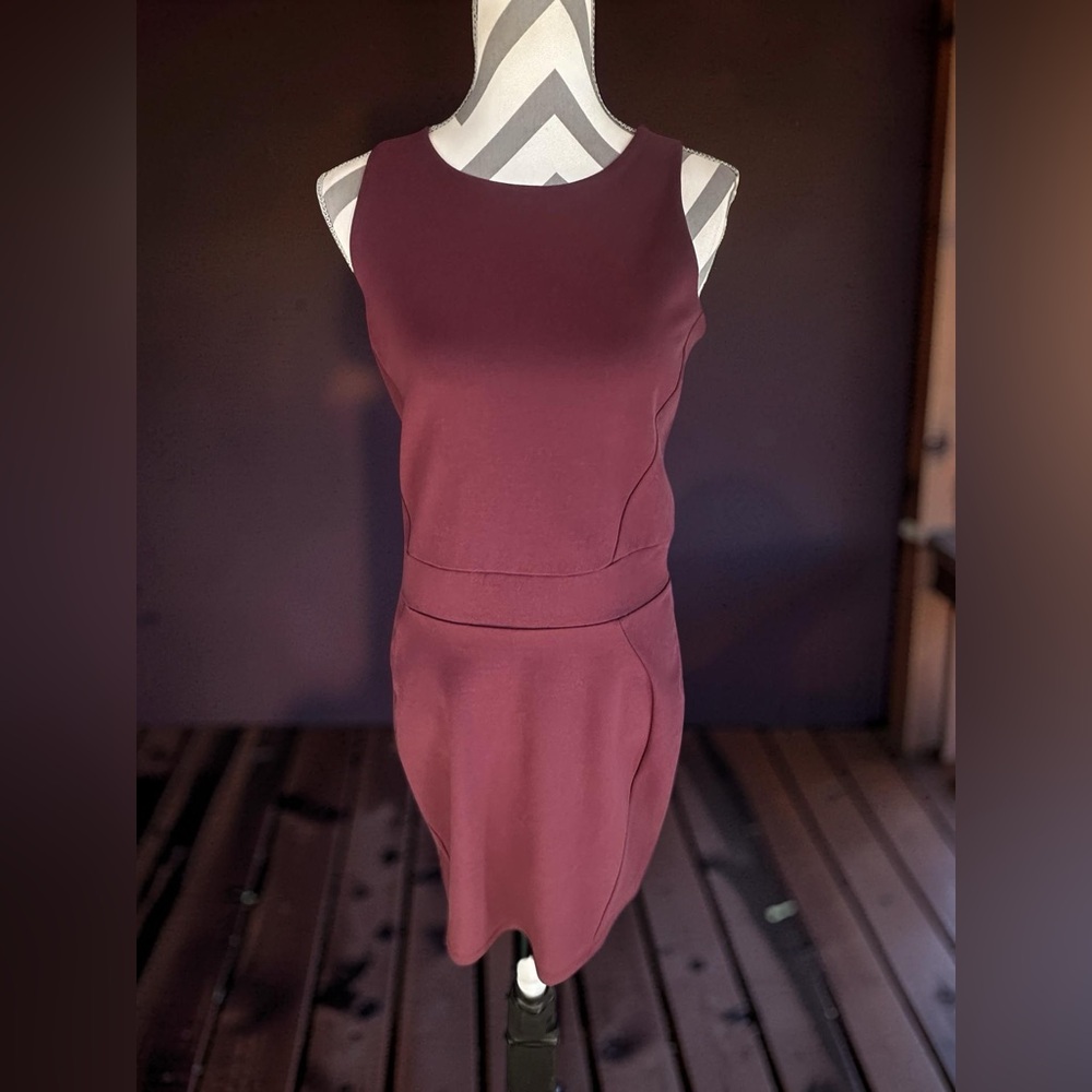 Toad & Co. Athletic Mid Length Dress, Maroon, Sleeveless,  Zippered Pocket, M
